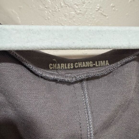 New with tags Charles Chang-Lima Grey Top with Stripe on Sleeve - Picture 2 of 8